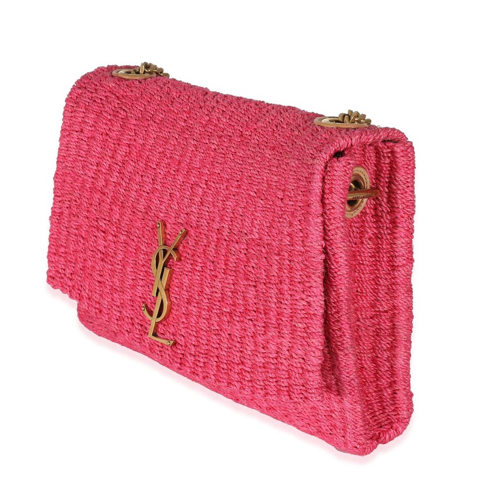 Saint Laurent Pink Woven Sisal Medium Kate Bag - Picture 2 of 8